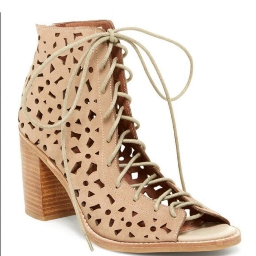 Jeffrey Campbell Cors-Daisy laser cut leather lace-up sandals